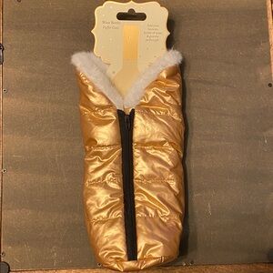 Wine Bottle Puffer Jacket Rose Gold Full Zip w/ Faux Fur NEW